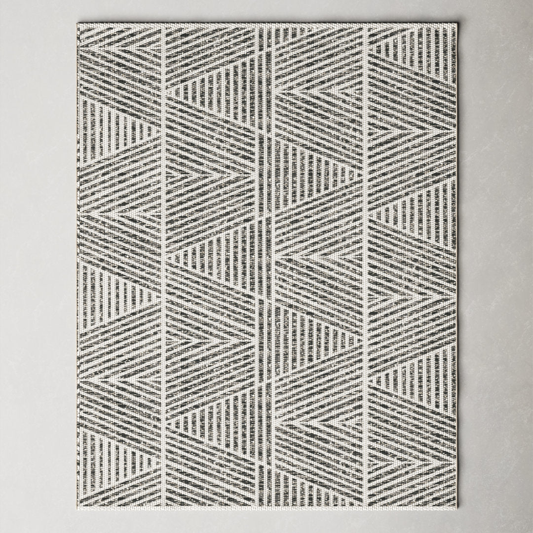 Silva Geometric Gray/White Indoor / Outdoor Area Rug AllModern Rug Size: Rectangle 7'10" x 10'