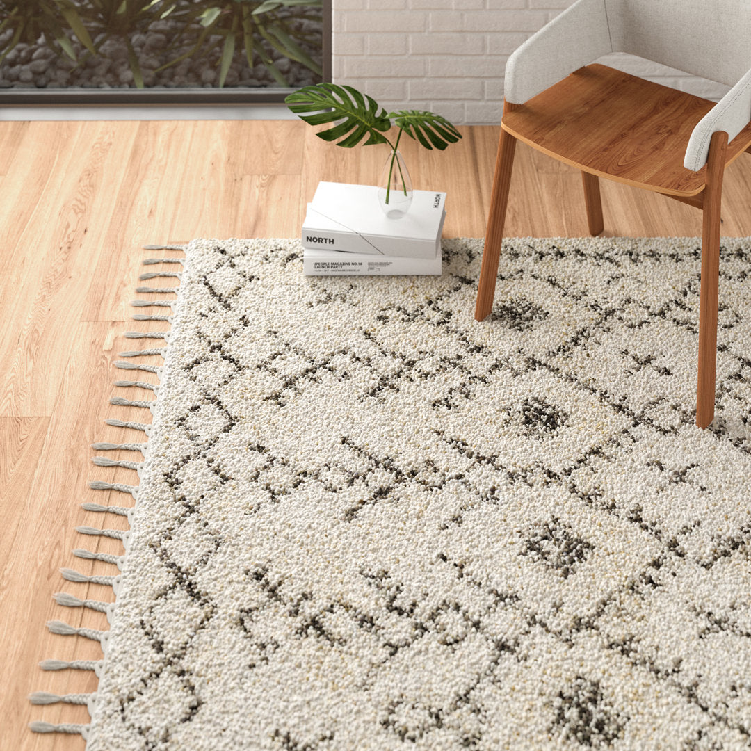 Mossy Moroccan Charcoal/Beige Area Rug AllModern Rug Size: Rectangle 3'1" x 4'11"