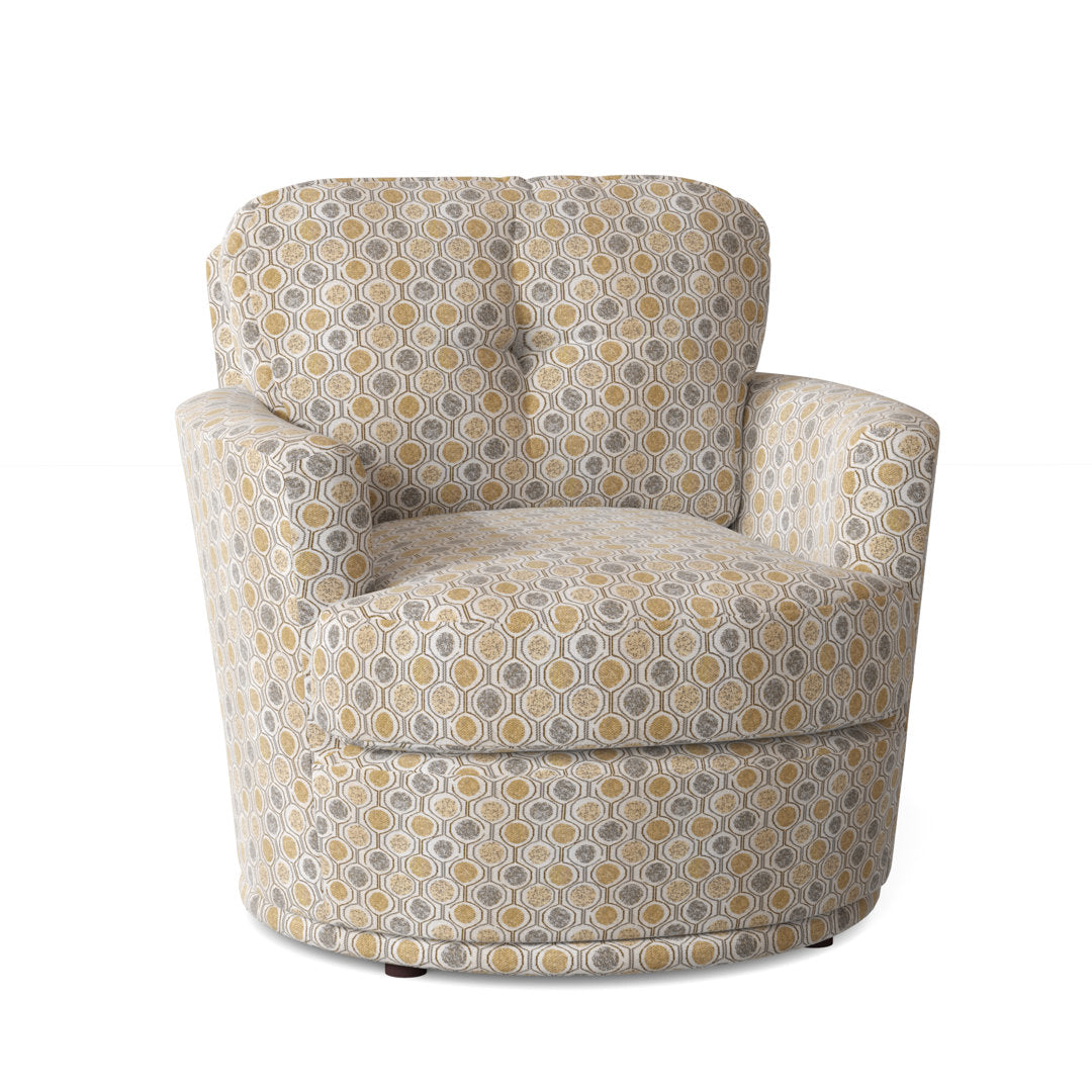 Towry 36" Wide Tufted Swivel Armchair Wade Logan® Fabric: Laguna Blue Floral Performance