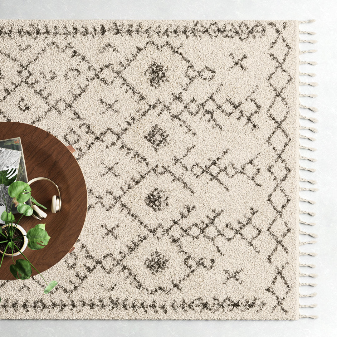Mossy Moroccan Charcoal/Beige Area Rug AllModern Rug Size: Rectangle 6'7" x 9'