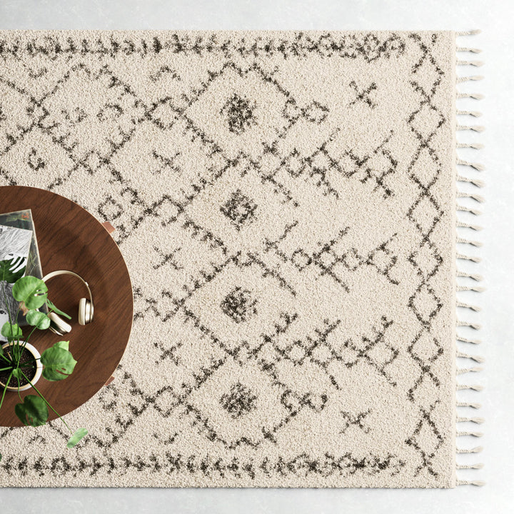 Mossy Moroccan Charcoal/Beige Area Rug AllModern Rug Size: Rectangle 6'7" x 9'