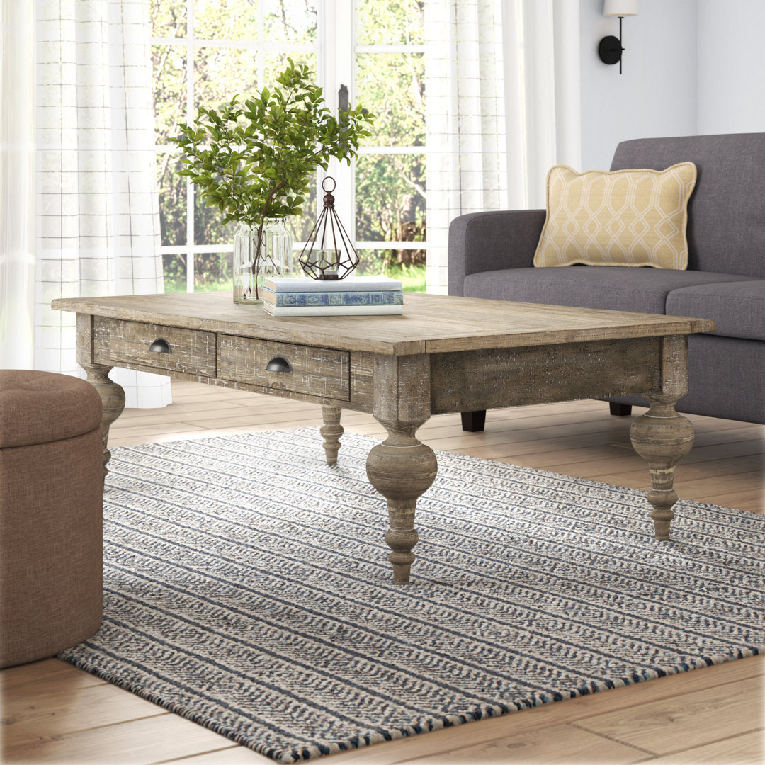Clintwood Solid Wood 4 Legs Coffee Table Three Posts™