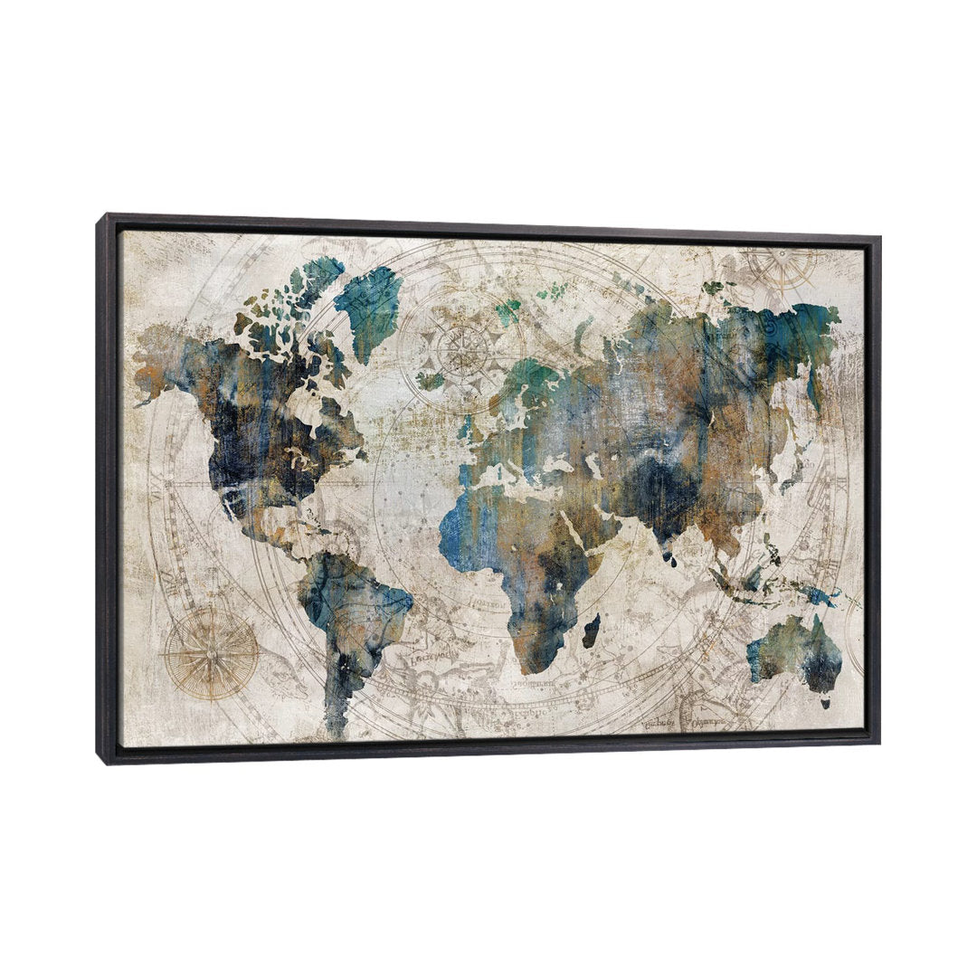 Celestial Map by Isabelle Z - Painting Print The Twillery Co.® Size: 40" H x 60" W x 1.5" D Format: Distressed Black Framed Canvas