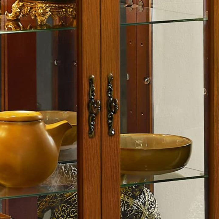 Cenia Lighted Curio Cabinet with Adjustable Shelves and Mirrored Back Panel,not included bulb Alcott Hill® Color: Oak
