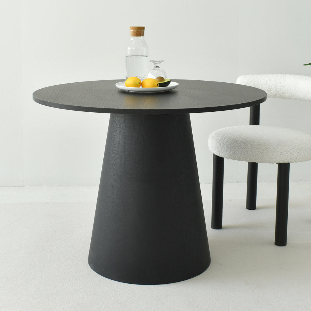 Agne 35" Round Pedestal Dining Table George Oliver Color: Black