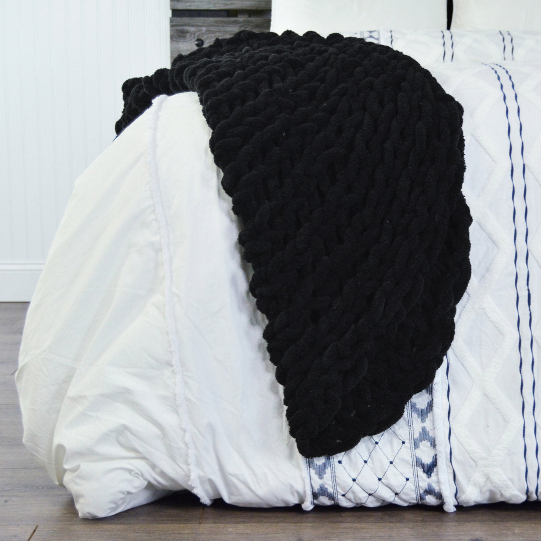 Chenille Knitted Chenille Throw Donna Sharp Color: Black