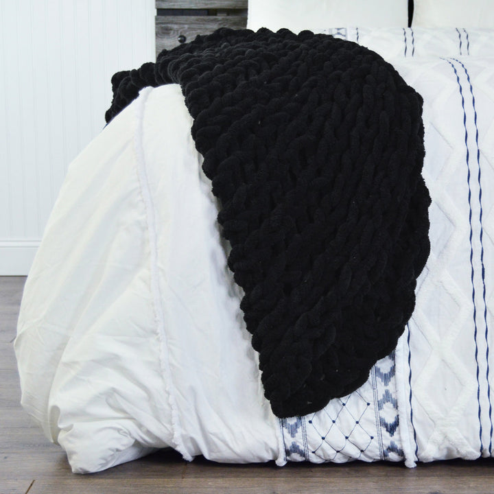 Chenille Knitted Chenille Throw Donna Sharp Color: Black