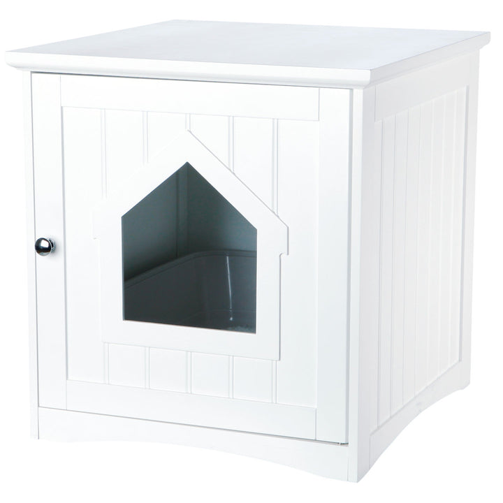 TRIXIE Small Cat Litter Box Enclosure Hide Litter Indoor Cat Home Cat Furniture Accent Table TRIXIE Color: White