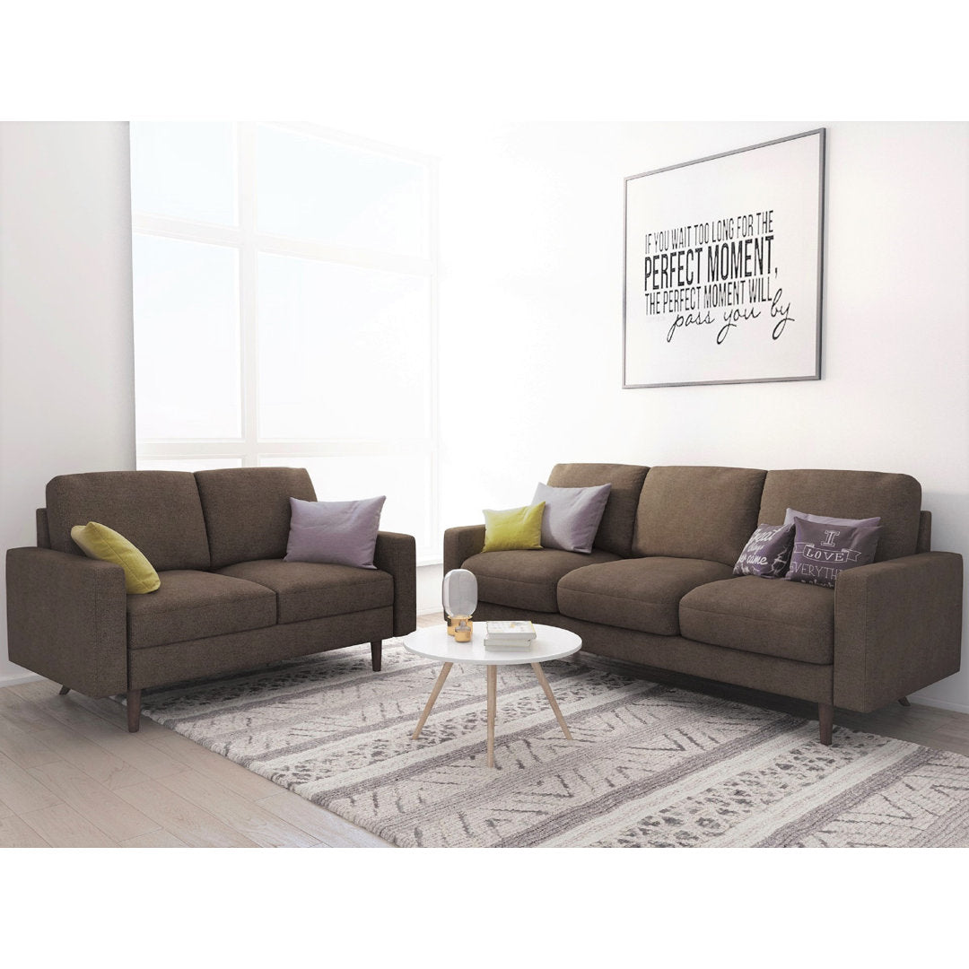 Macsen 2 Piece Standard Living Room Set Wrought Studio™ Leather Type: Brown