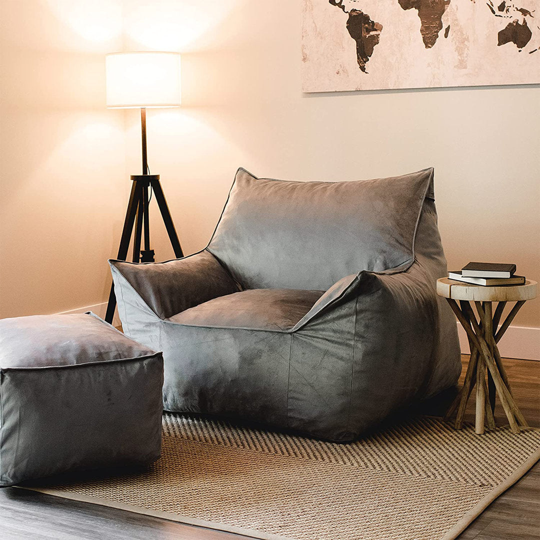 Big Joe Imperial Bean Bag Lounger Big Joe Fabric: Gray Plush 100% Polyester