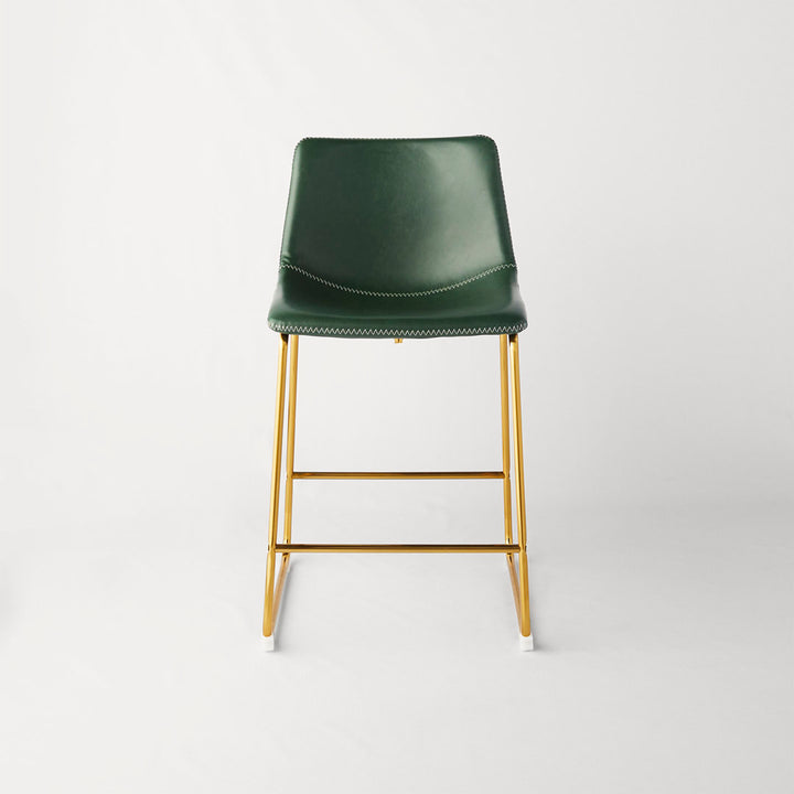 Nia Vegan Leather Bar & Counter Stool (Set of 2) AllModern Frame Color: Gold Upholstery: Green Vegan Leather, Seat Height: Counter Stool (24" Seat Height)