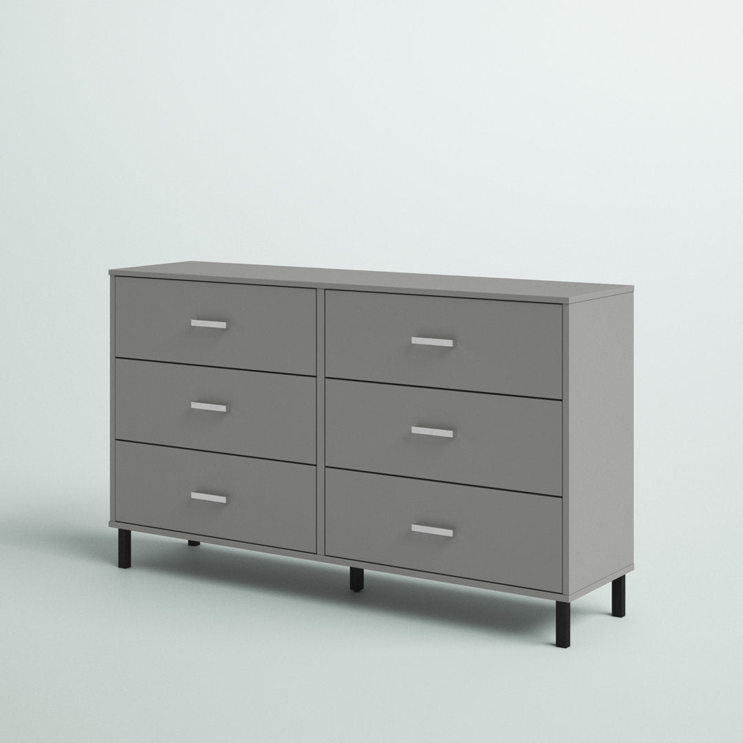 Alexei 6 Drawer 58.5" W Double Dresser Zipcode Design™ Color: Gray