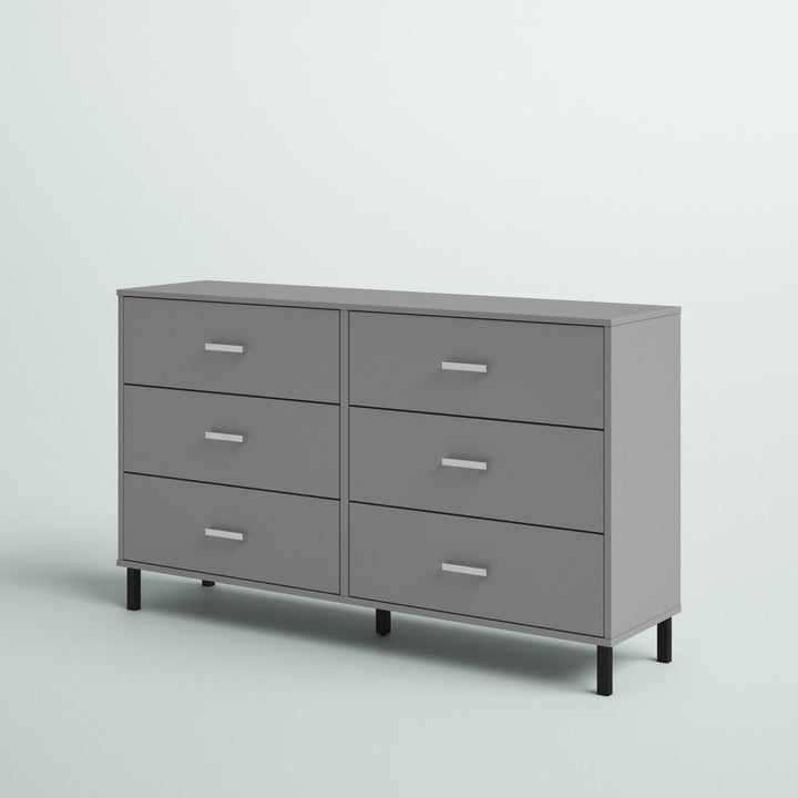 Alexei 6 Drawer 58.5" W Double Dresser Zipcode Design™ Color: Gray