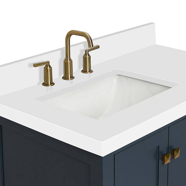 Amariani 37" Single Bathroom Vanity Set Latitude Run® Hardware Finish: Satin Brass, Base Finish: Midnight Blue
