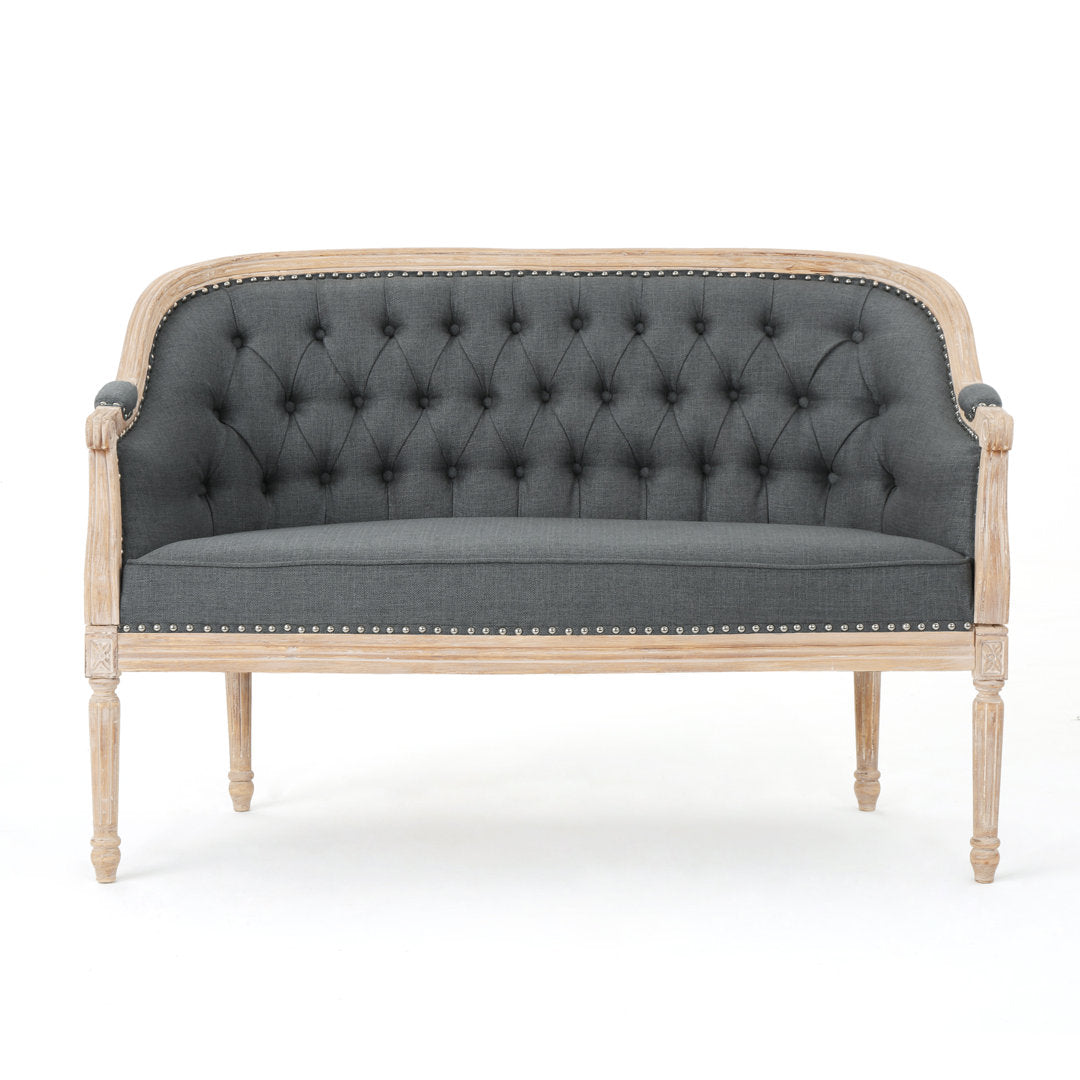 Atenea 49.5'' Upholstered & Birch Wood Loveseat August Grove® Upholstery Color: Dark Gray