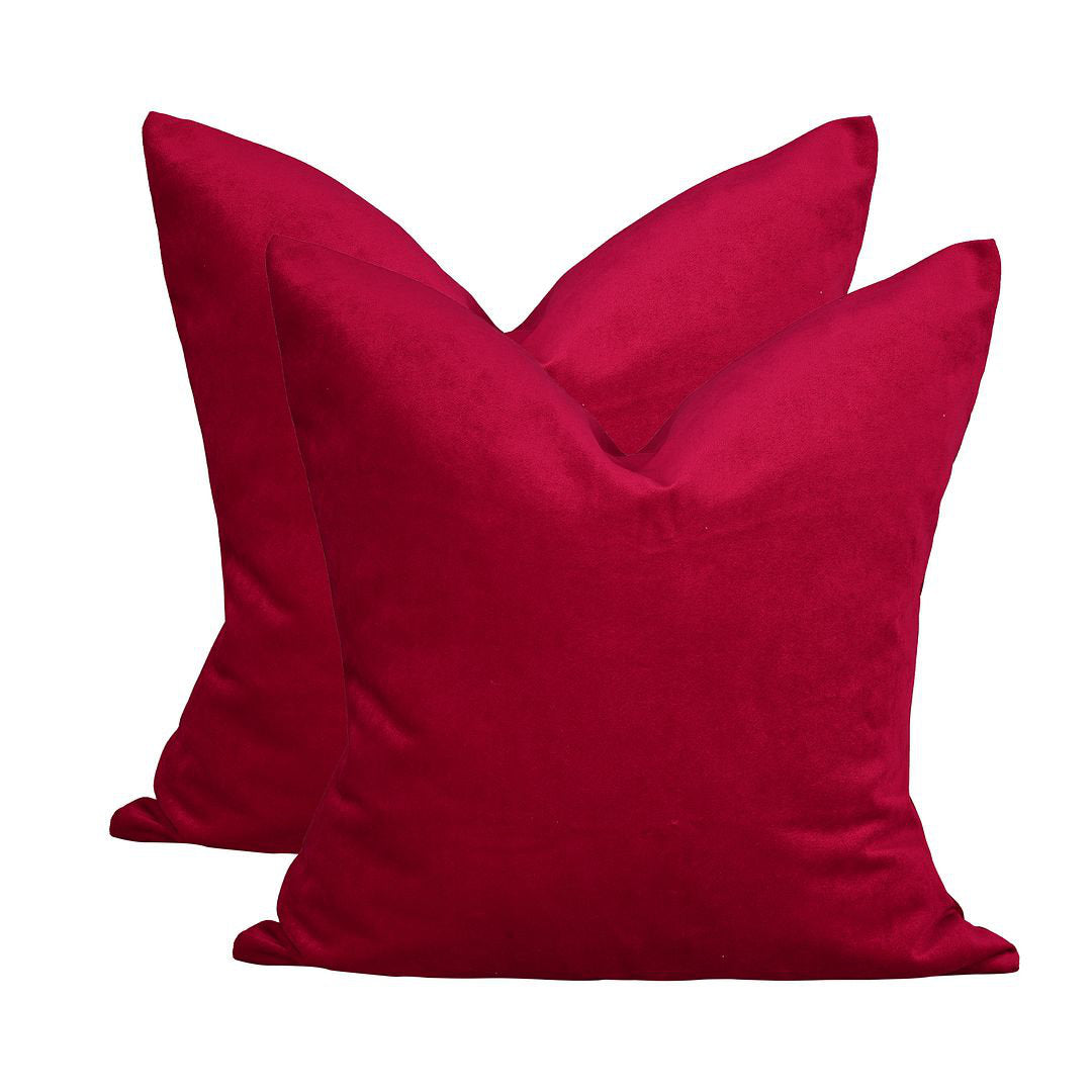 Velvet Throw Square Pillow Cover (Set of 2) Lilijan Home & Curtain Color: 53 Bright Maroon Size: 20" x 20"