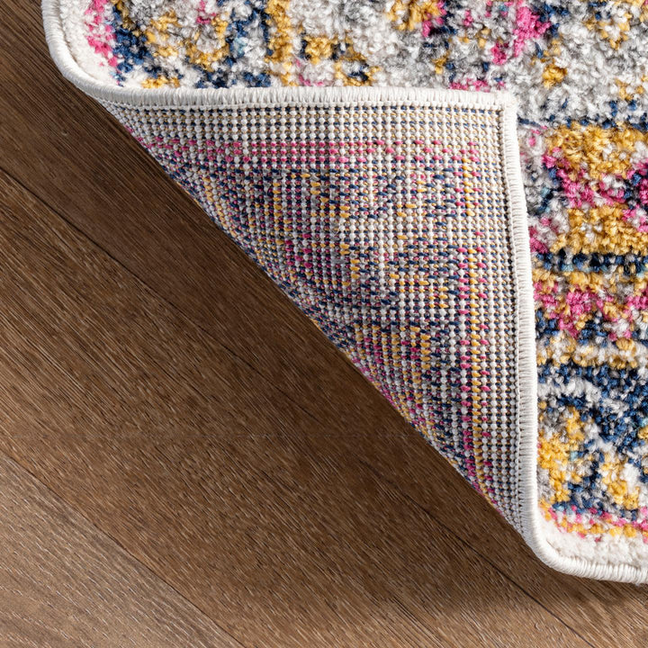 Mcalmont Medallion Power Loomed Performance Pink/Fuchsia Rug Bungalow Rose Rug Size: Round 5'