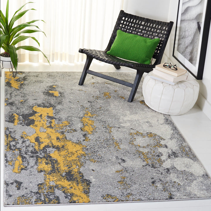 Riebe Abstract Power Loom Polypropylene Area Rug in Gray/Yellow Trent Austin Design® Rug Size: Rectangle 9' x 12'