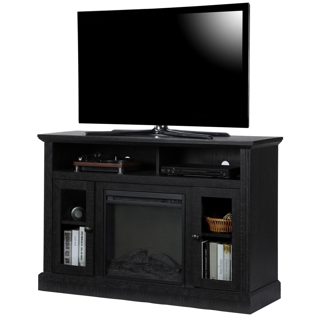 Tucci TV Stand for TVs up to 50" with Electric Fireplace Included Darby Home Co Color: Black