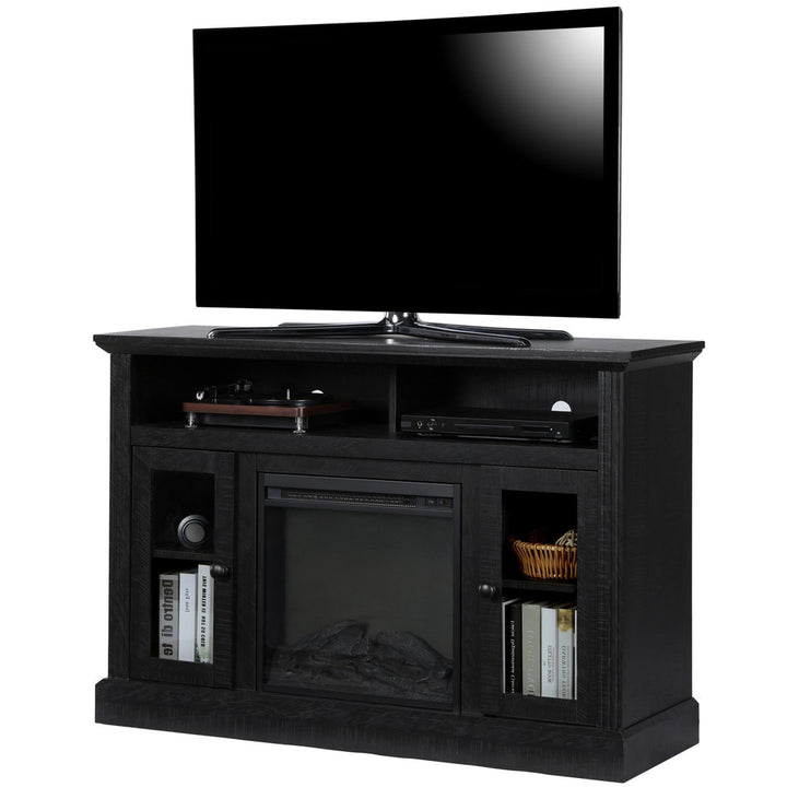 Tucci TV Stand for TVs up to 50" with Electric Fireplace Included Darby Home Co Color: Black