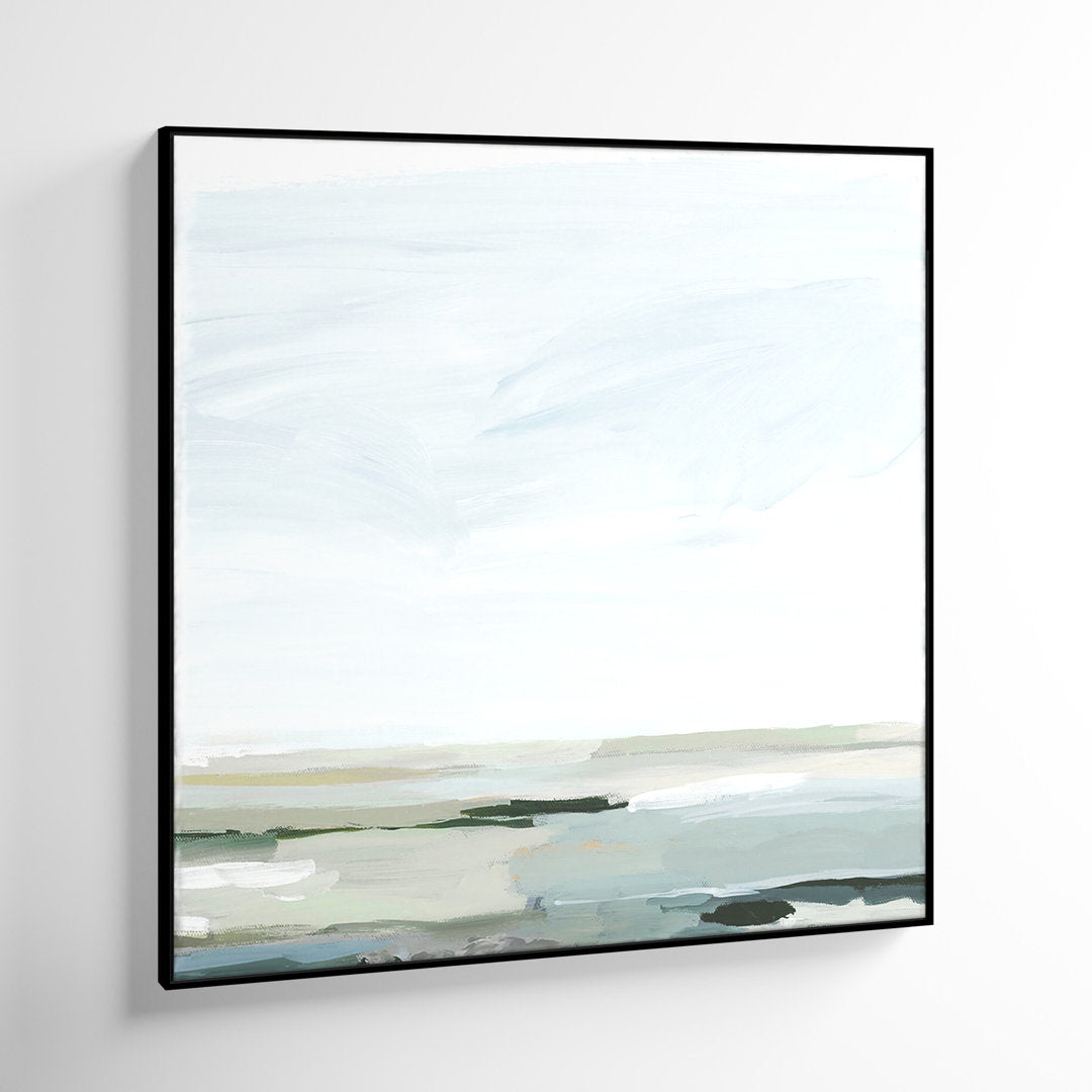 Pure Stillness - Floater Frame Painting Print on Canvas Joss & Main Size: 46.5" H x 46.5" W x 2" D Format: Black
