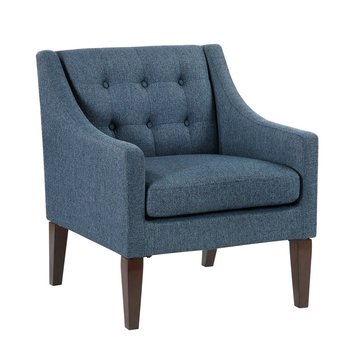 Clopton 26" Wide Mid-Century Modern Tufted Accent Armchair Hashtag Home Fabric: Navy Blue Polyester Blend
