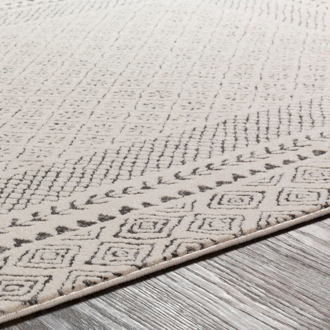 Calvo Light Beige/Charcoal Area Rug Wade Logan® Rug Size: Round 7'10"