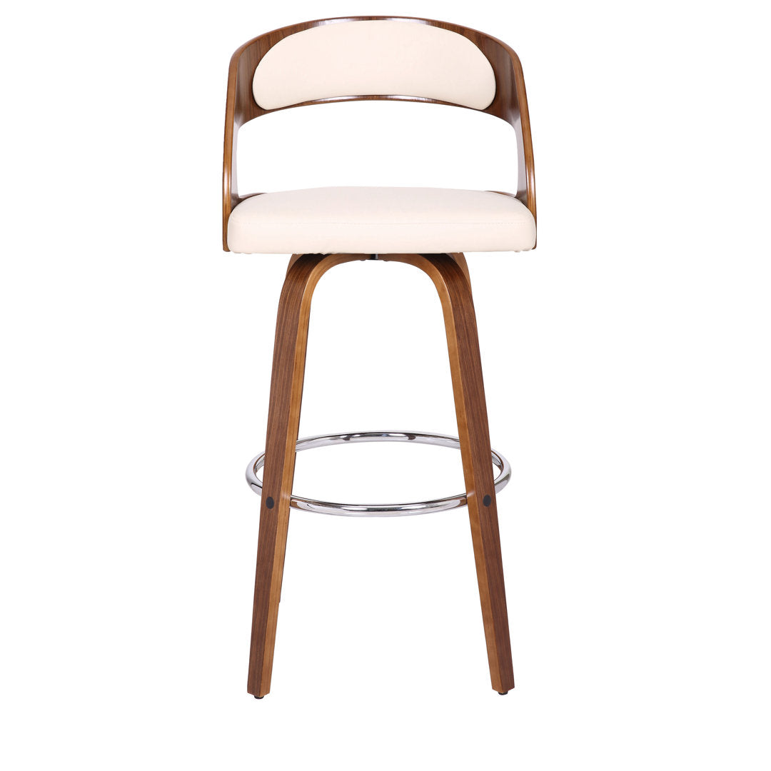 Pensacola Mid-century Swivel Counter Height Bar Stool Corrigan Studio® Seat Height: Bar Stool (30" Seat Height), Upholstery: JY Creme Faux Leather