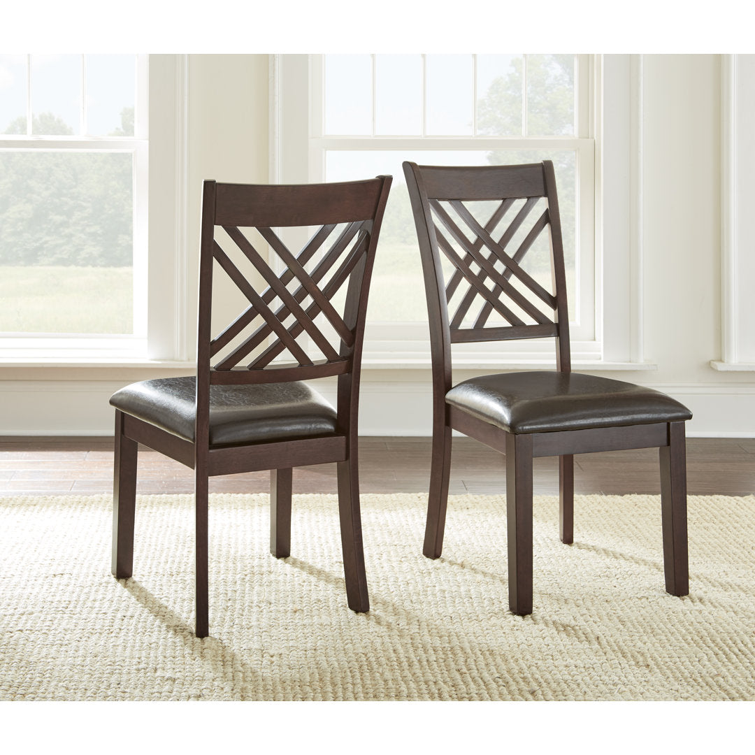 Earlville Solid Wood Cross Back Side Chair in Espresso Cherry (Set of 2) Lark Manor™