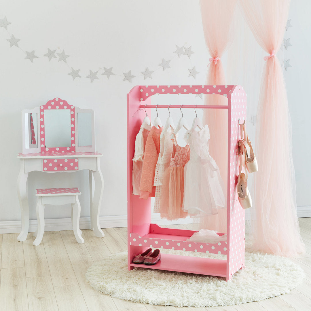 Teamson Kids Wooden Mirrored Open Armoire with Two Shelves Teamson Kids