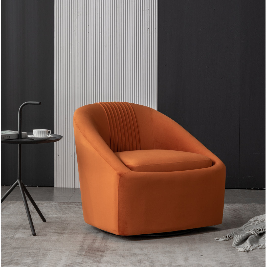 Arrun 28" W Velvet Swivel Barrel Chair (Set of 2) Wade Logan® Fabric: Orange Velvet