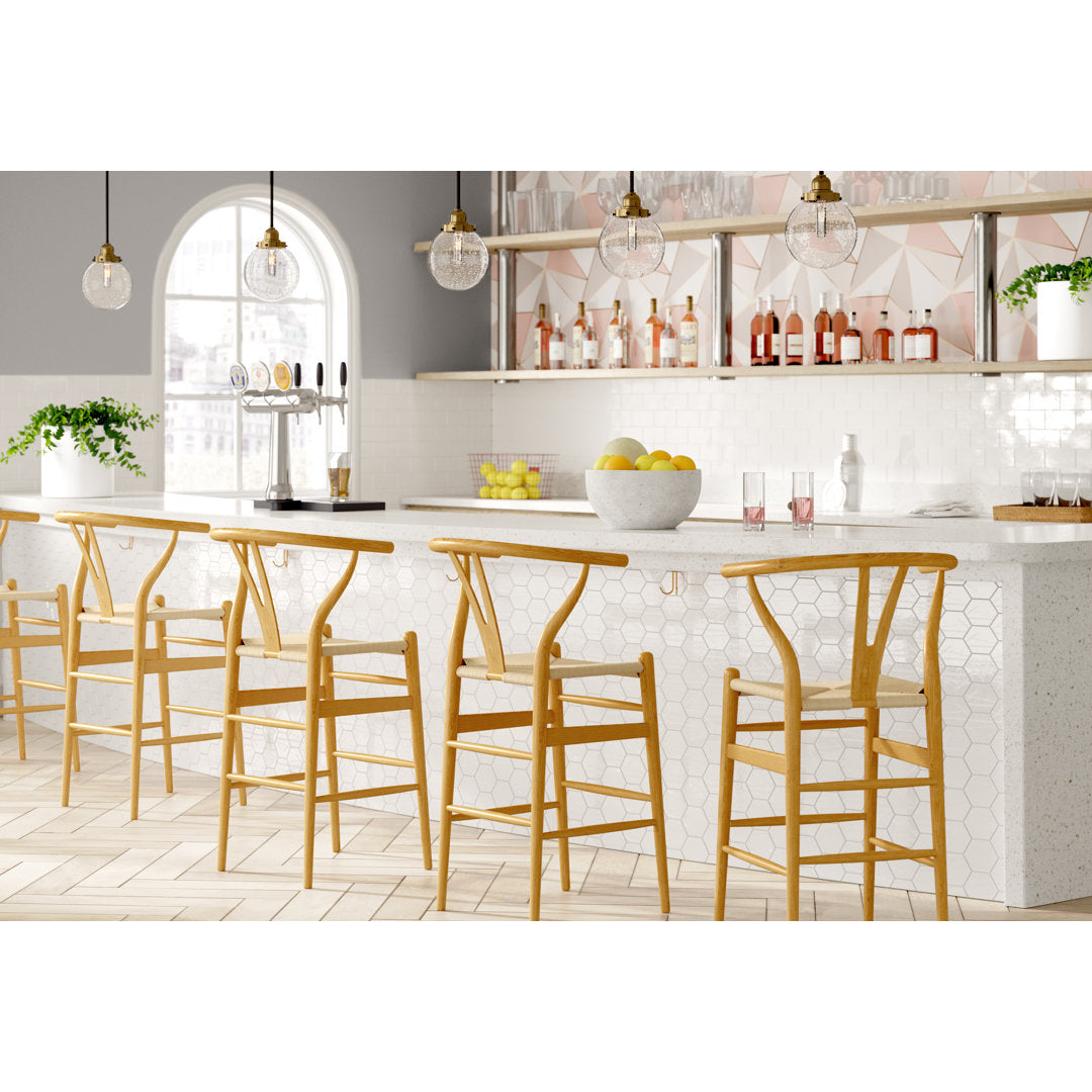 Fairbanks Solid Wood Stool Joss & Main Frame Color: Natural, Seat Color: Natural Seat Height: Counter Stool (26" Seat Height)