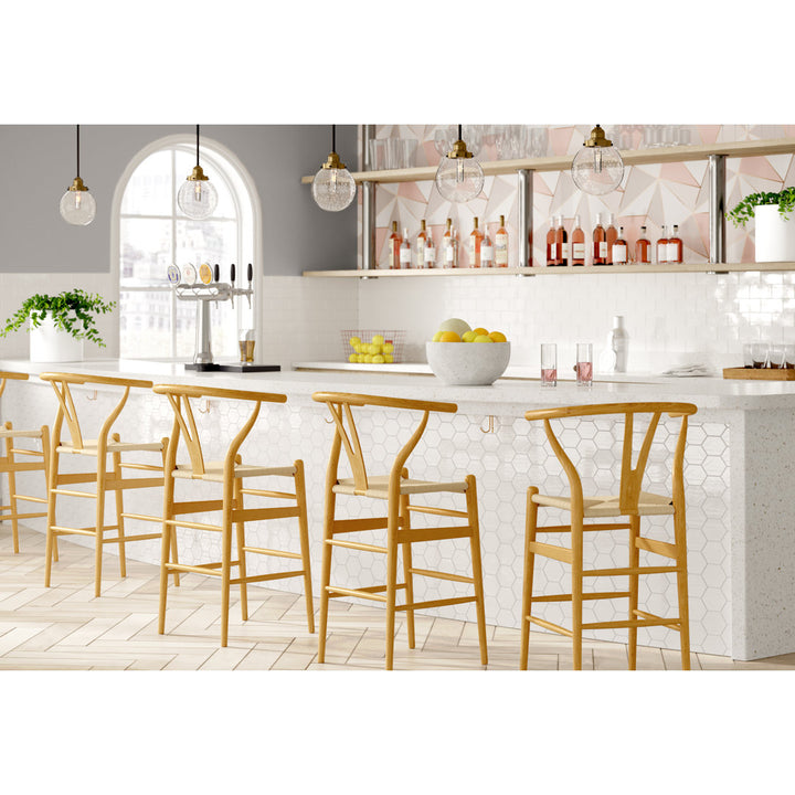 Fairbanks Solid Wood Stool Joss & Main Frame Color: Natural, Seat Color: Natural Seat Height: Counter Stool (26" Seat Height)