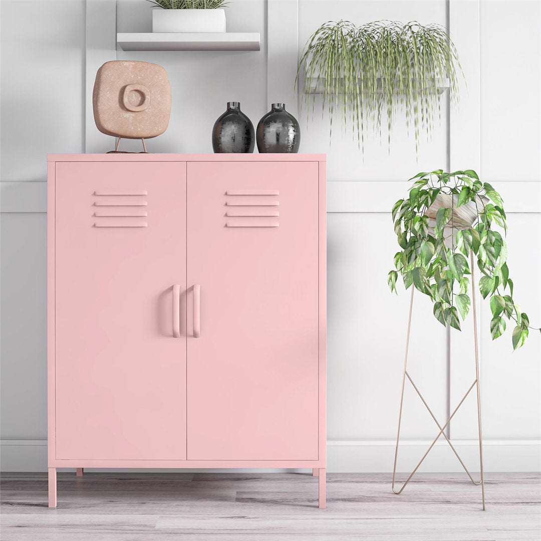 Cache 2 - Door Metal Accent Cabinet Novogratz Color: Pink