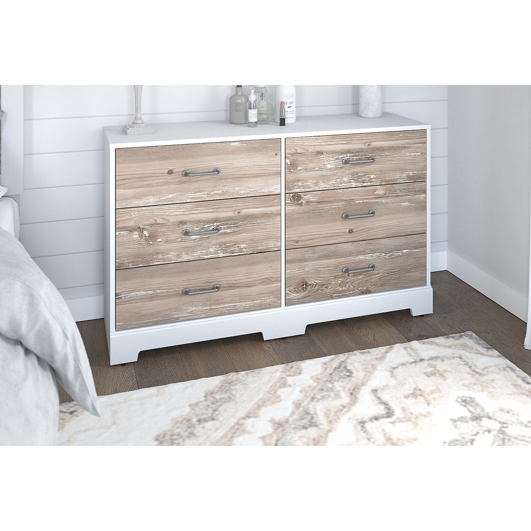 Torkelson River Brook 6 Drawer Double Dresser Ebern Designs Color: White Suede Oak/Barnwood