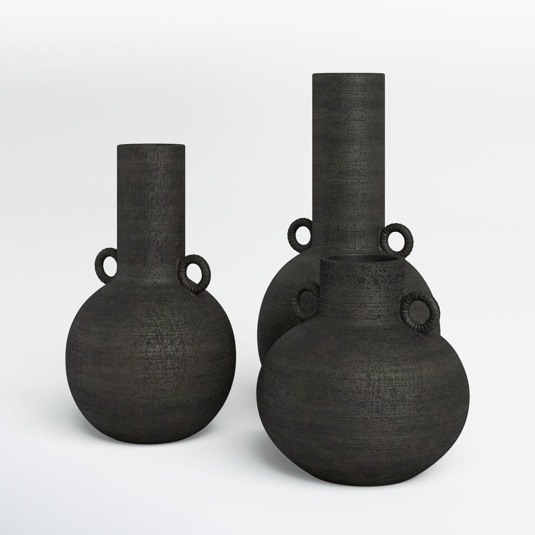 3 Piece Iyanna Ceramic Table Vase Set Birch Lane™ Color: Black