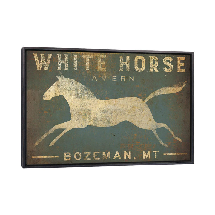 White Horse Tavern Textual Art on Wrapped Canvas East Urban Home Size: 18" H x 26" W x 1.5" D Format: Distressed Black Framed