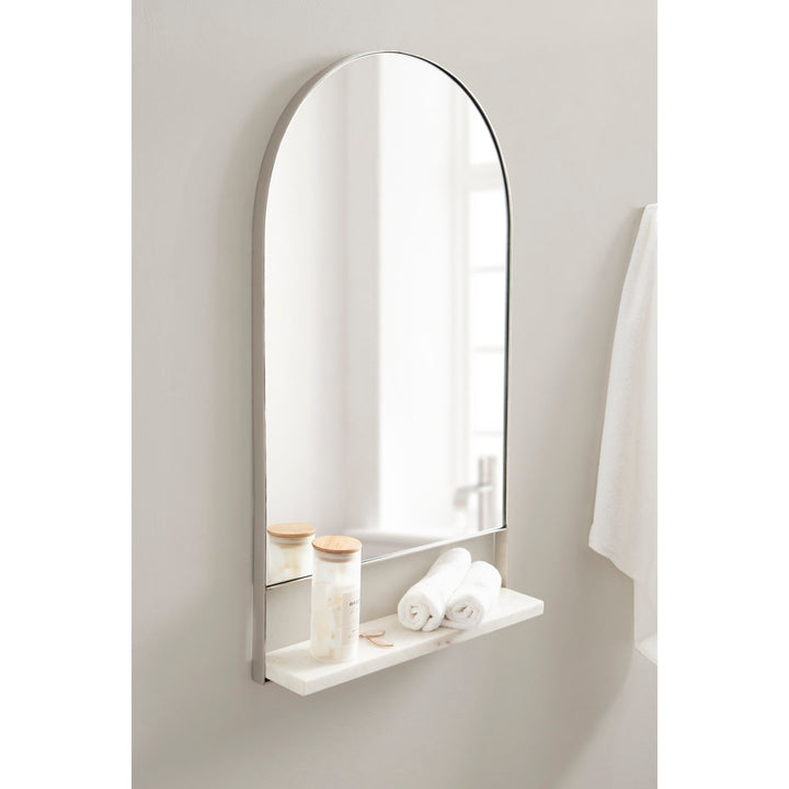 Cielo with Shelves Wall Mirror Joss & Main Size: 34" x 20" Finish: Silver