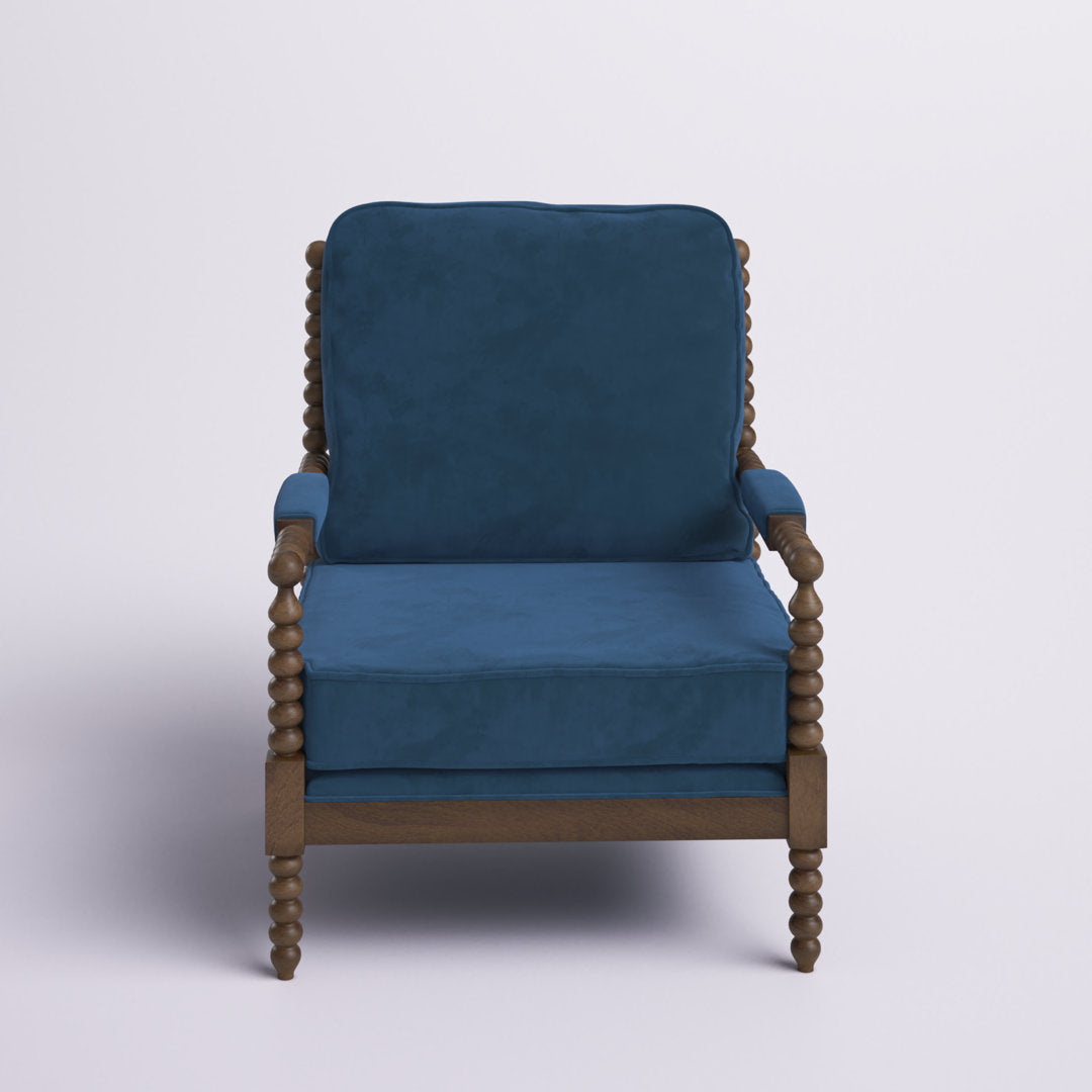 28" W Linen Armchair Langley Street® Fabric: Royal Blue Velvet