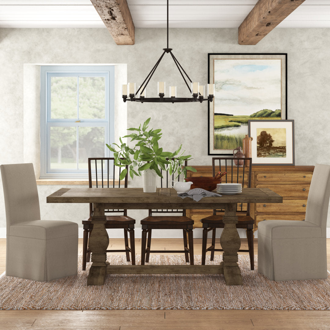 Kinston 78" Solid Wood Trestle Dining Table Birch Lane™ Color: Distressed Brown