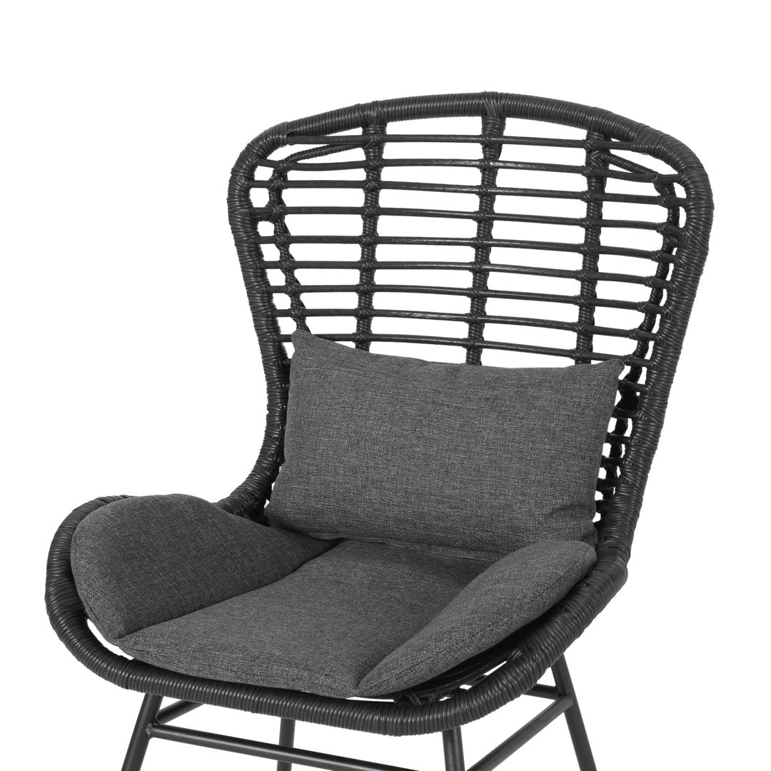 Frazer Patio Chair with Cushions (Set of 2) Mistana™ Frame Color: Gray Frame, Cushion Color: Dark Gray