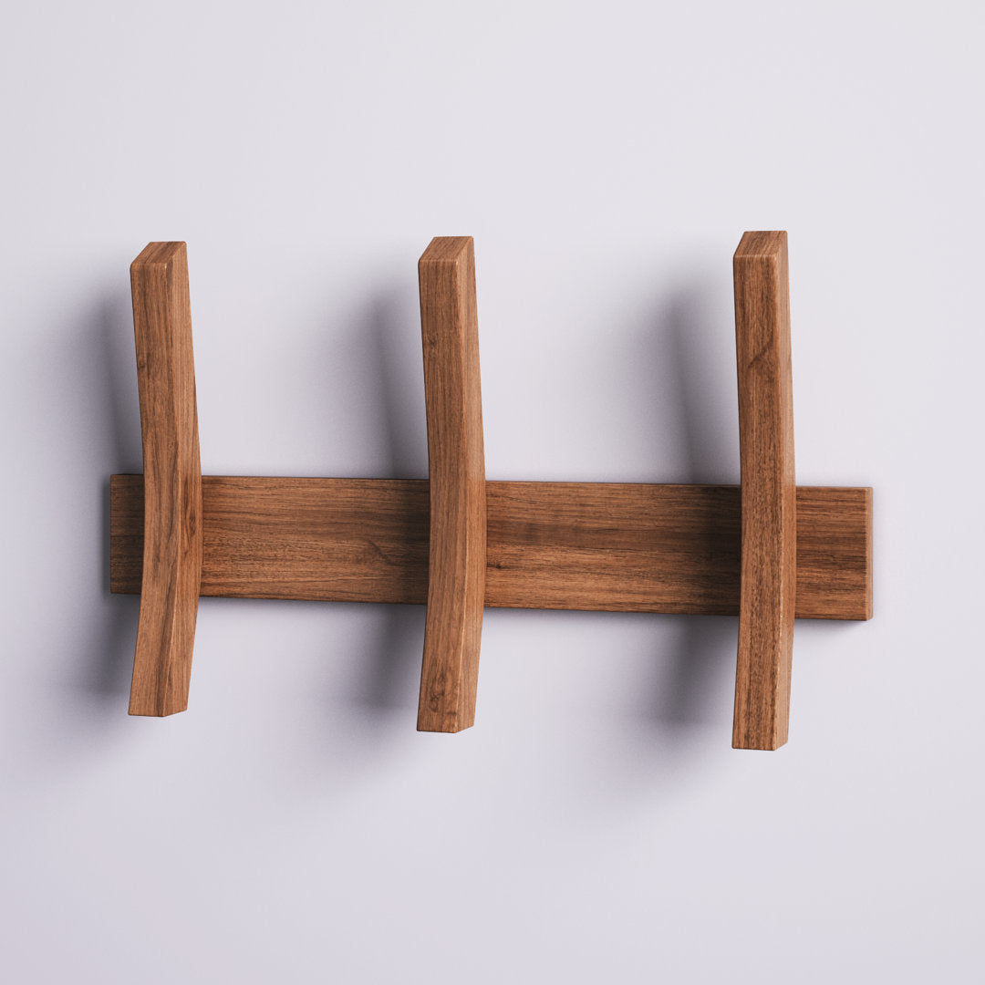 Algarin Mid Century Coat Rack With 3 Wooden Hooks - Black Wade Logan® Color: Walnut