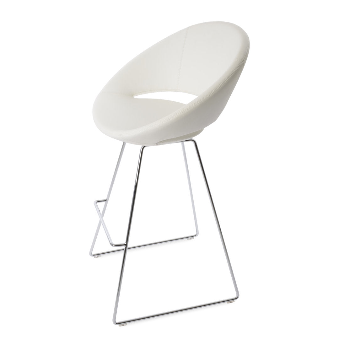 Crescent Wire Bar & Counter Stool sohoConcept Upholstery: White Faux Leather, Seat Height: Bar Stool (29" Seat Height)