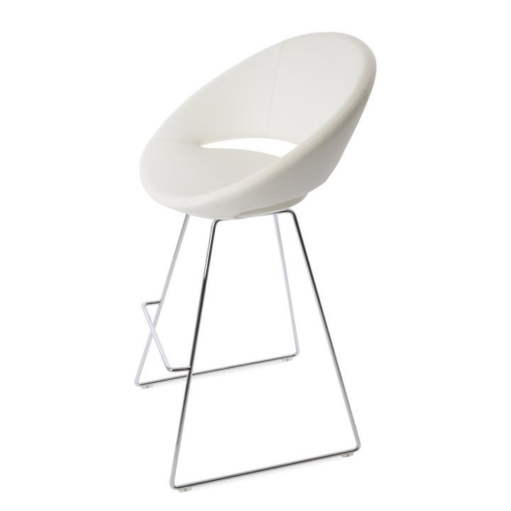 Crescent Wire Bar & Counter Stool sohoConcept Upholstery: White Faux Leather, Seat Height: Bar Stool (29" Seat Height)