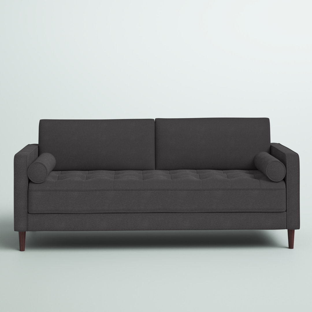 Garren 75.6'' Square Arm Tufted Sofa Mercury Row® Fabric: Heather Grey Linen