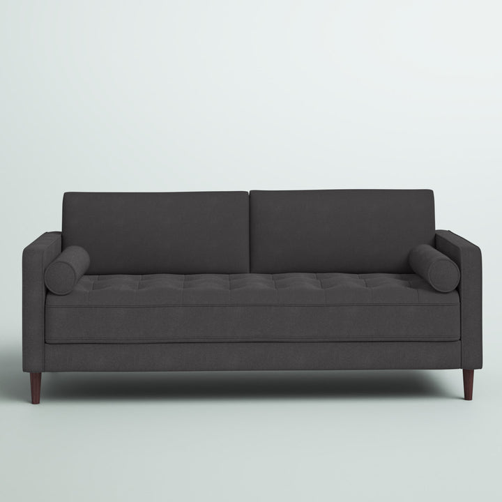Garren 75.6'' Square Arm Tufted Sofa Mercury Row® Fabric: Heather Grey Linen
