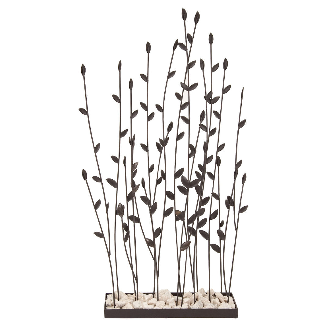 Phillipston Metal Floral Decorative Black Sculpture with Loose Stones Red Barrel Studio®