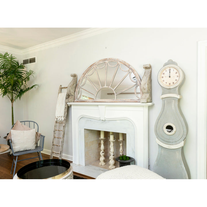 Knupp Tall Distressed Wood Grandfather Style Wall Clock Ophelia & Co.