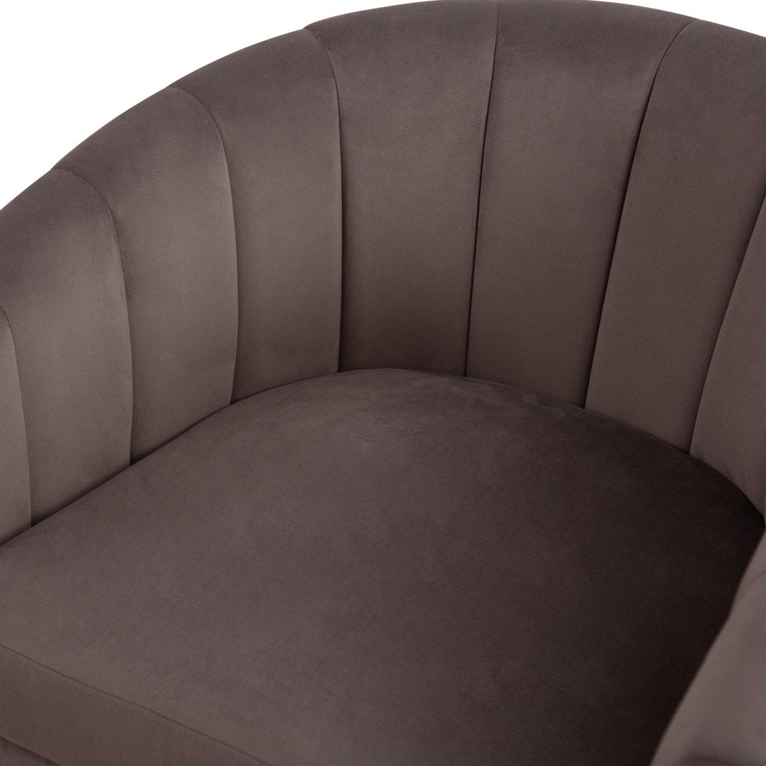 Lydia 29.5" Wide Velvet Upholstered Swivel Barrel Chair Latitude Run® Body Fabric: Gray Cotton Blend