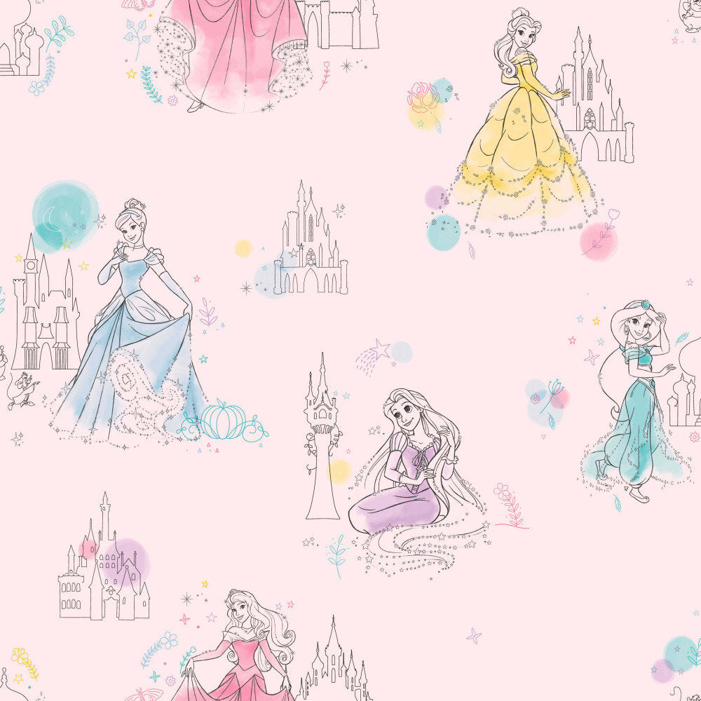 Disney Princess Pretty Elegant 33' L x 20.5" W Wallpaper Roll York Wallcoverings Color: Pink